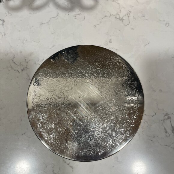 Vintage Brass and Silver Silver Plated Etched Floral Scroll-work Pattern Lot (5) - Picture 14 of 16